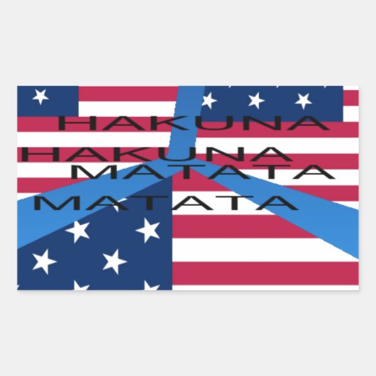 アメリカ国旗Hakuna Matata:愛国的デザイン 長方形シール (正面)