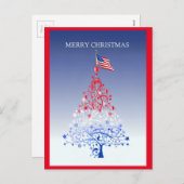 アメリカ国旗Holidaを持つ愛国的なクリスマスツリー シーズンポストカード (正面/裏面)