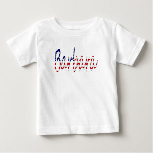 アメリカ国旗iccntにオーバーレイされた任意の名前 ベビーTシャツ