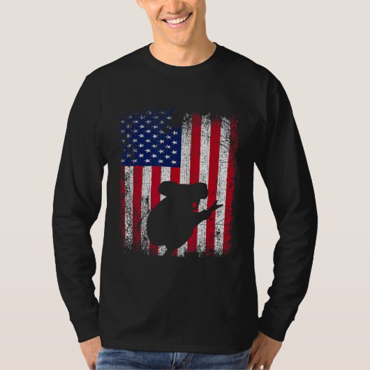 アメリカ国旗Koala動物ヴィンテージ7月4日 Tシャツ (正面)