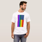 アメリカ国旗LGBTプライドレインボーティー Tシャツ (正面フル)