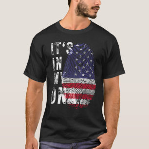 アメリカ国旗MのDna指紋に入ってる Tシャツ
