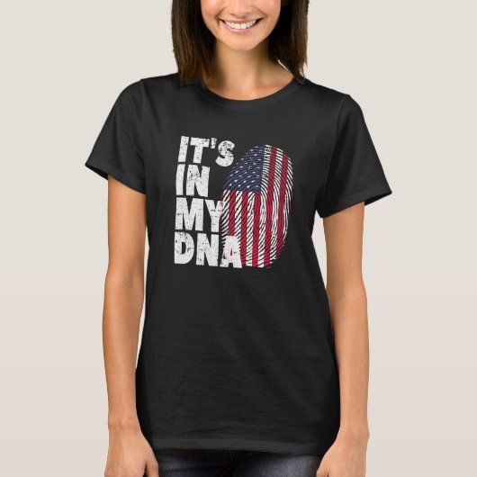 アメリカ国旗MのDna指紋に入ってる Tシャツ (正面)
