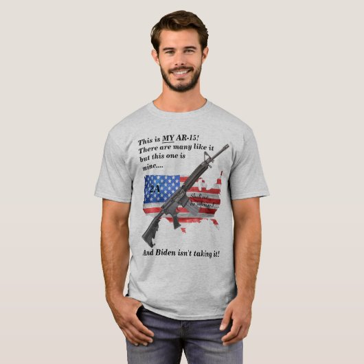 アメリカ国旗My AR15を侵害してはならない Tシャツ (正面フル)