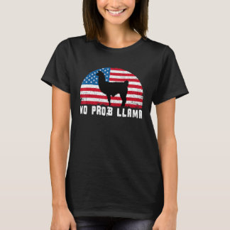 アメリカ国旗No Prob Llama独立記念日4日 Tシャツ