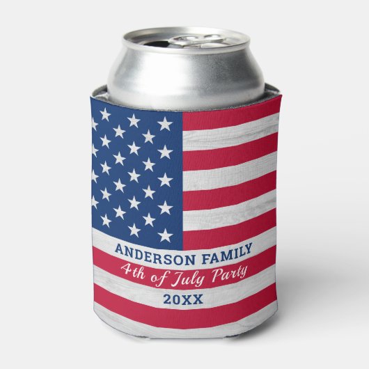 アメリカ国旗Red Whit Blue愛国心パーソナライズされた 缶クーラー (缶正面)
