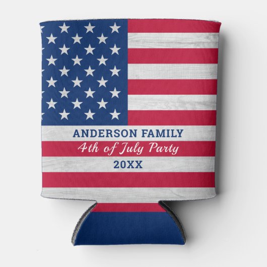 アメリカ国旗Red Whit Blue愛国心パーソナライズされた 缶クーラー (正面)