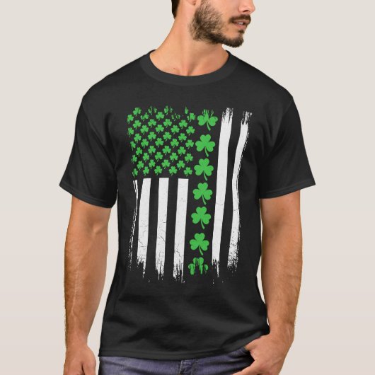 アメリカ国旗St patricks dayヴィンテージアイリッシュラッキー Tシャツ (正面)