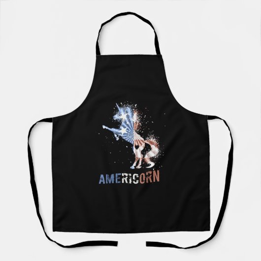 アメリカ国旗Tシャツ愛国ユニコーン4 エプロン (正面)