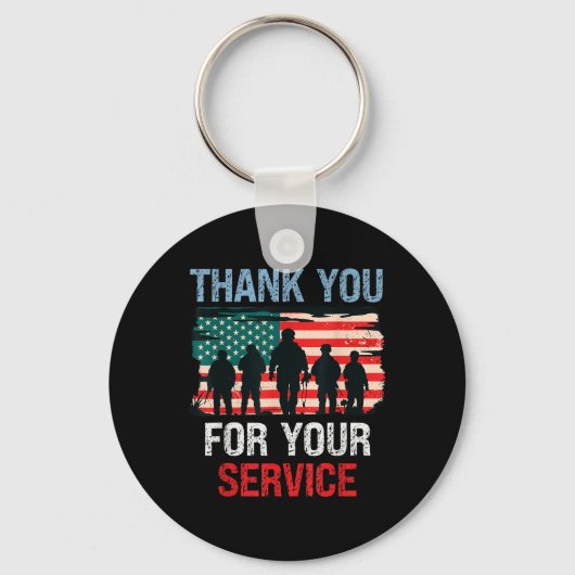 アメリカ国旗Thank You For Your Service - Memorial キーホルダー (正面)