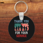 アメリカ国旗Thank You For Your Service - Memorial キーホルダー (正面)
