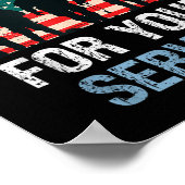 アメリカ国旗Thank You For Your Service - Memorial ポスター (角)