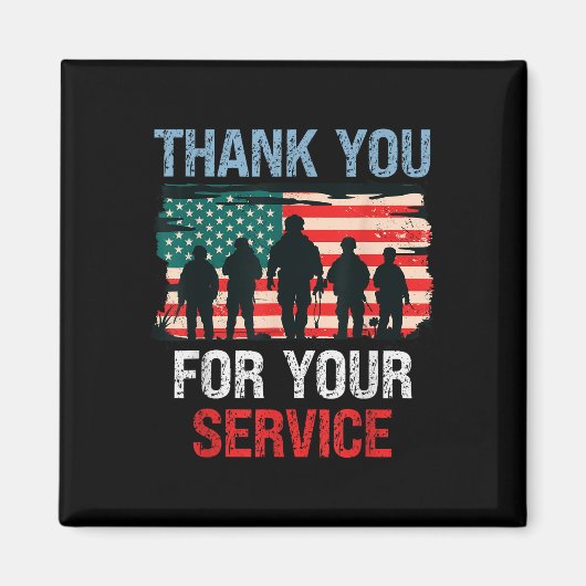 アメリカ国旗Thank You For Your Service - Memorial マグネット (正面)