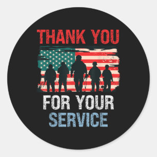 アメリカ国旗Thank You For Your Service - Memorial ラウンドシール