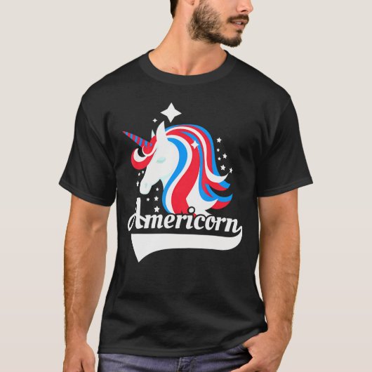 アメリカ国旗Unicorn愛国心アメリカ Tシャツ (正面)