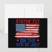 アメリカ国旗Usaの7月4日に飛行機で滞在 ポストカード (正面/裏面)