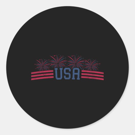 アメリカ国旗Usaの7月4日の愛国花火 ラウンドシール (正面)