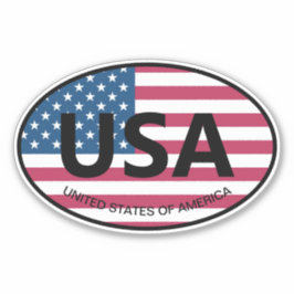 アメリカ国旗USAカントリーコード楕円ビニールカー シール