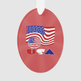 アメリカ国旗USAサッカーボール赤い背景 オーナメント