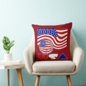 アメリカ国旗USAサッカーボール赤い背景 クッション (椅子)