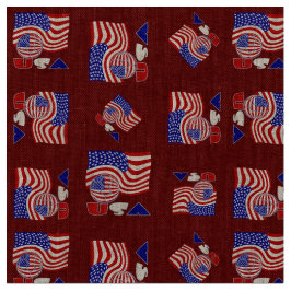 アメリカ国旗USAサッカーボール赤い背景 ファブリック