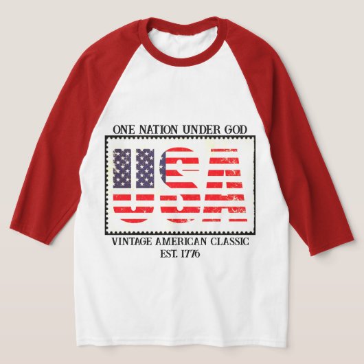 アメリカ国旗USAヴィンテージメンズジャージーTシャツ Tシャツ (レイダウン)