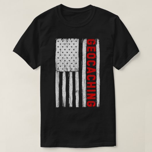 アメリカ国旗USA愛国的なジオキャッシュTa Tシャツ (デザイン正面)