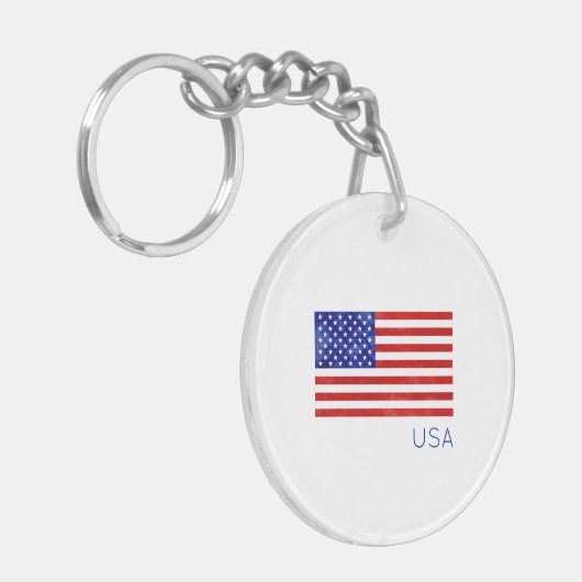 アメリカ国旗USA愛国的赤白青 キーホルダー (正面左)