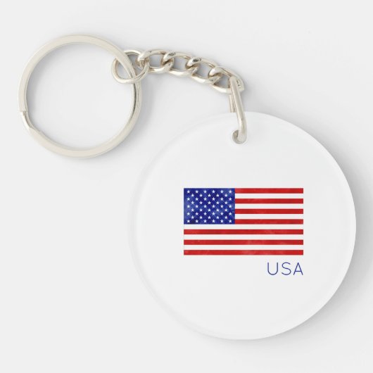 アメリカ国旗USA愛国的赤白青 キーホルダー (正面)