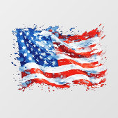 アメリカ国旗USA水彩七月4日 ウィンドウサイン (シート)