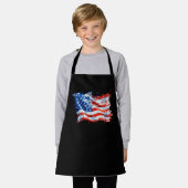 アメリカ国旗USA水彩七月4日 エプロン (着用した状態)