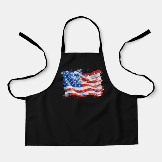 アメリカ国旗USA水彩七月4日 エプロン (正面)