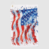 アメリカ国旗USA水彩七月4日 ゴルフタオル (正面)