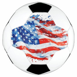アメリカ国旗USA水彩七月4日 サッカーボール