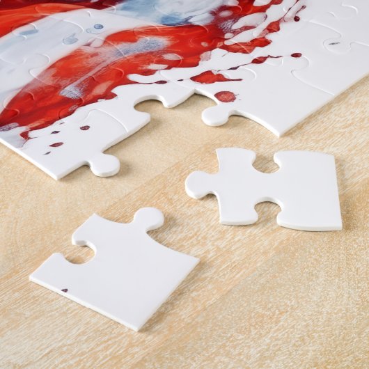 アメリカ国旗USA水彩七月4日 ジグソーパズル (側面)