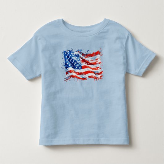 アメリカ国旗USA水彩七月4日 トドラーTシャツ (正面)