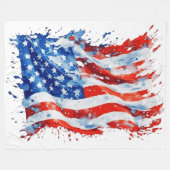 アメリカ国旗USA水彩七月4日 フリースブランケット (正面(横))
