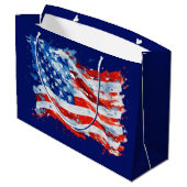 アメリカ国旗USA水彩七月4日 ラージペーパーバッグ (裏面アングル)