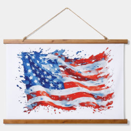 アメリカ国旗USA水彩七月4日 吊り下げ型タペストリー