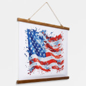 アメリカ国旗USA水彩七月4日 吊り下げ型タペストリー (傾斜あり)