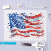 アメリカ国旗USA水彩七月4日 薄葉紙 (クラフト)