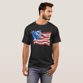 アメリカ国旗USA水彩七月4日 Tシャツ (正面フル)