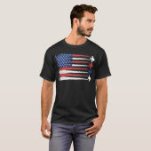 アメリカ国旗USA 戦闘機 7月4日 Tシャツ (正面フル)