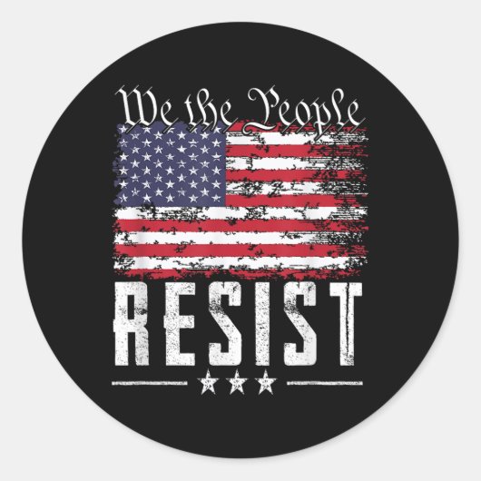 アメリカ国旗Wethe People Resists ラウンドシール (正面)