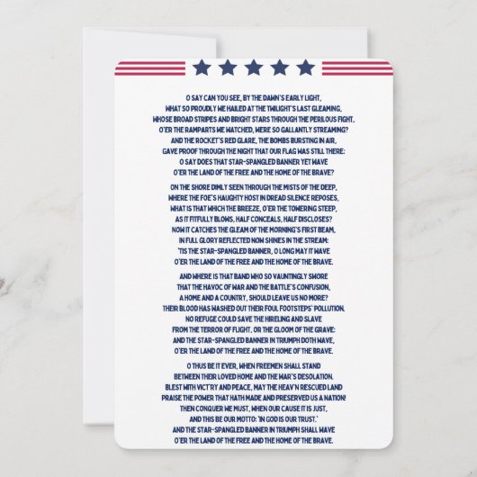 アメリカ国歌LYRICS (裏面)