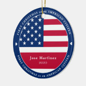 アメリカ国民カスタム愛国的初めてのクリスマス セラミックオーナメント (左)