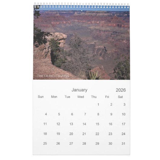 アメリカ国立公園ザウエスト カレンダー (1月 2026)