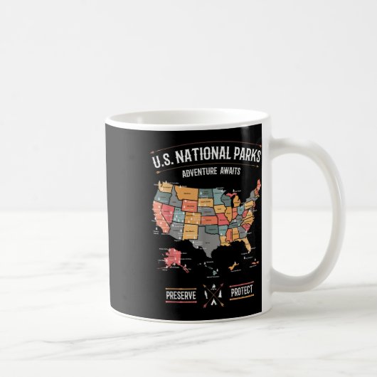 アメリカ国立公園マップ 保護 自然保護 ハイキング キャンプ コーヒーマグカップ (右)