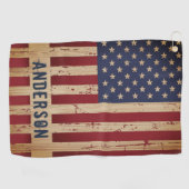 アメリカ国素朴国パーソナライズされた旗 ゴルフタオル (横)