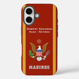 アメリカ国防の紋章 - 名前をカスタマイズ iPhone 16ケース